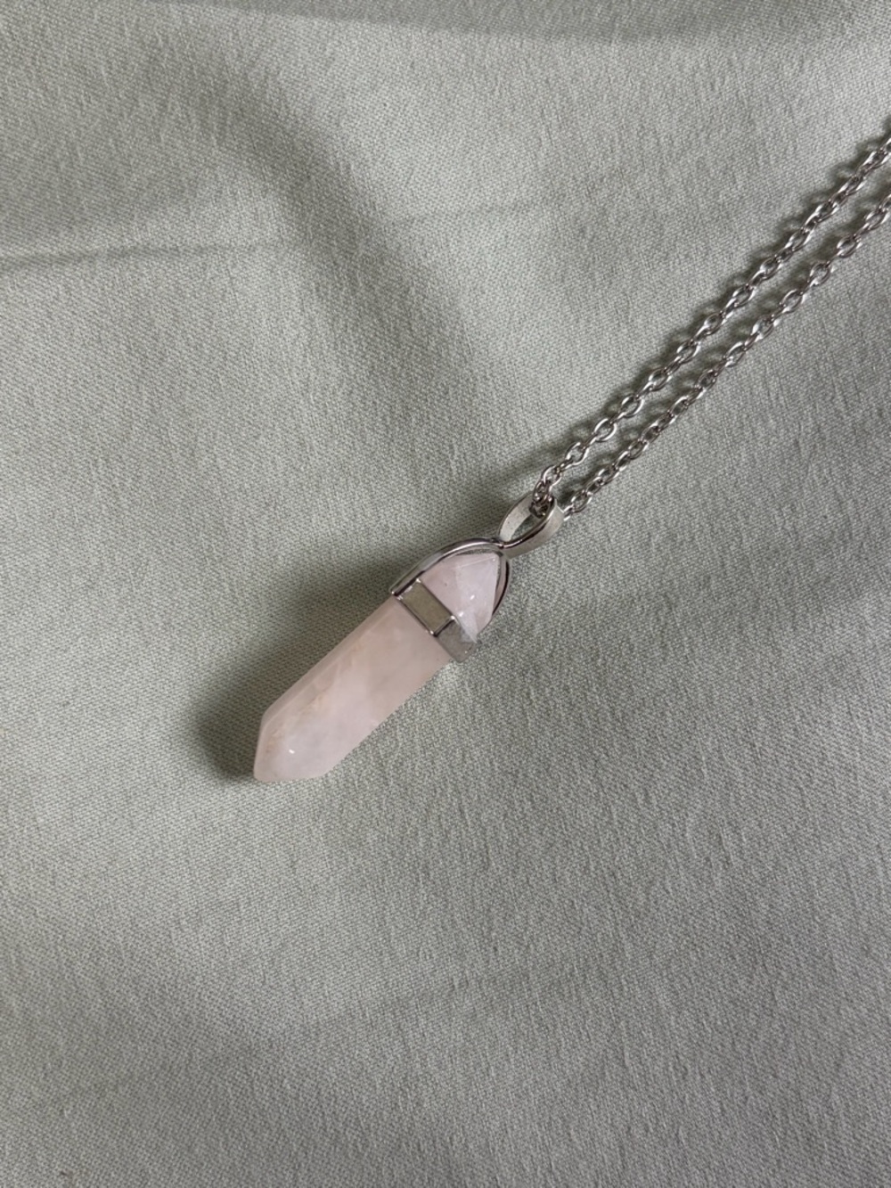 Rose Quartz Crystal Point Necklace Pink Healing Stone Pendant Minimalist Jewelry